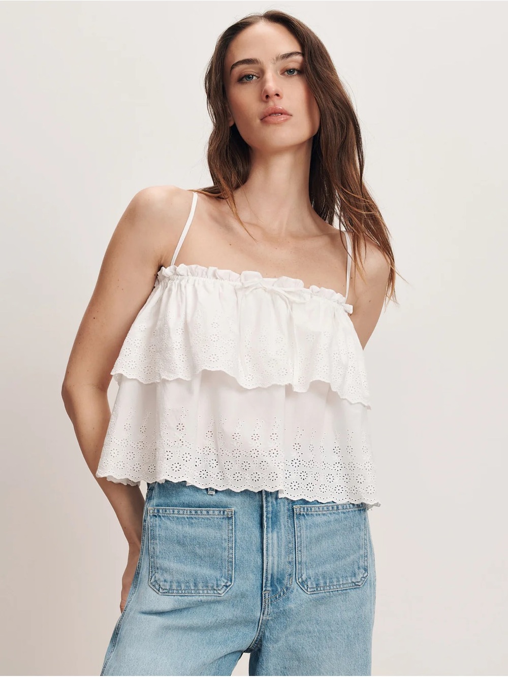 Veronica Beard Oseanna Eyelet Camisole in White, XS